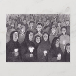 Cartão Postal Rezando à luz de velas em Lourdes, França