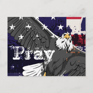 Cartão Postal Rezar - Cartão-postal American Flag e Eagle