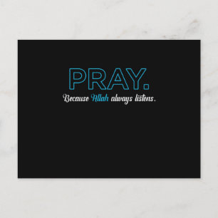 Cartão Postal Reze para Alá Sempre Ouvir Muçulmano Islã Namaz Pr