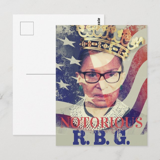 Cartão Postal RGB Ruth Bader Ginsburg Liberal Feminista (Frente/Verso)