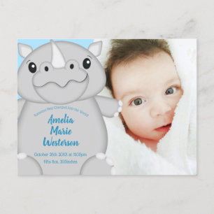 Cartão Postal Rhino Chá de fraldas Blue