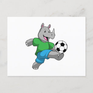 Cartão Postal Rhino como jogador de futebol com futebol