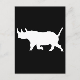 Cartão Postal Rhino Silhouette, virado para a esquerda, Fundo pr