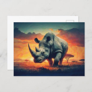 Cartão Postal Rhino Sunset Safari