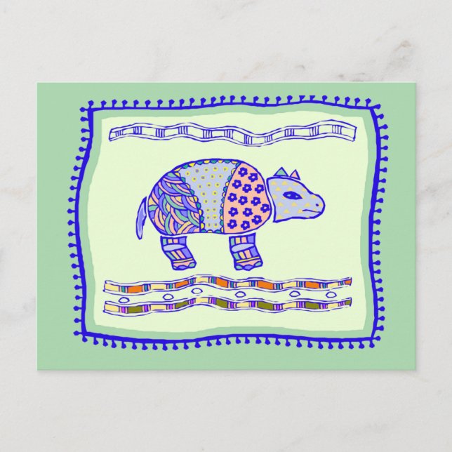 Cartão Postal Rhinoceros Quilt (Frente)