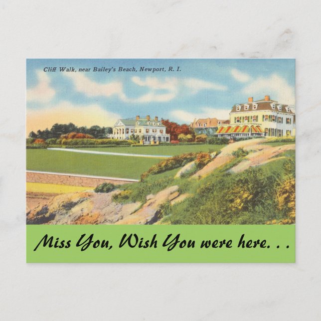 Cartão Postal Rhode Island, Cliff Walk, Newport (Frente)