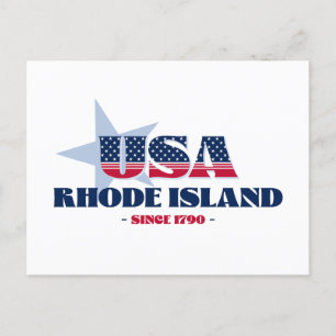 Cartão Postal Rhode Island em vermelho, branco e azul