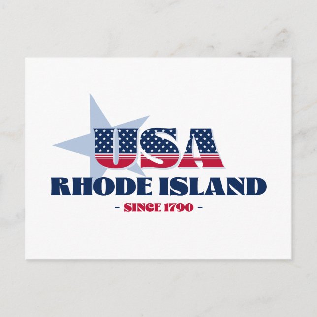 Cartão Postal Rhode Island em vermelho, branco e azul (Frente)