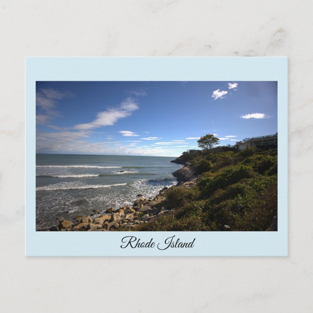 Cartão Postal Rhode Island Ocean Cliffside Postcard (Frente)