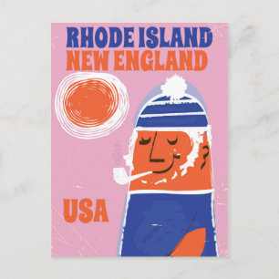 Cartão Postal Rhode Island, pescador da Nova Inglaterra, pôster