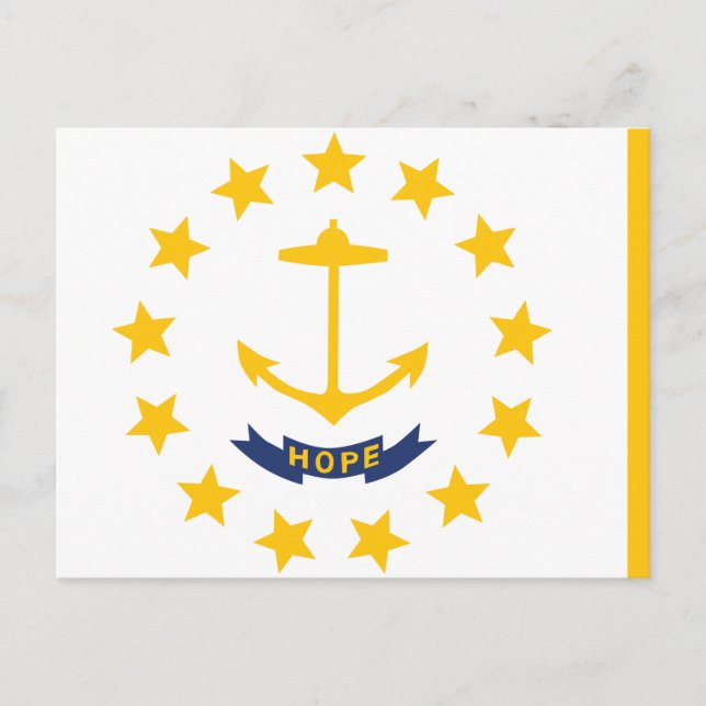 Cartão Postal Rhode Island State Flag Little Rhody 13 Stars (Frente)