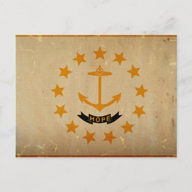 Cartão Postal Rhode Island State Flag VINTAGE (Frente)