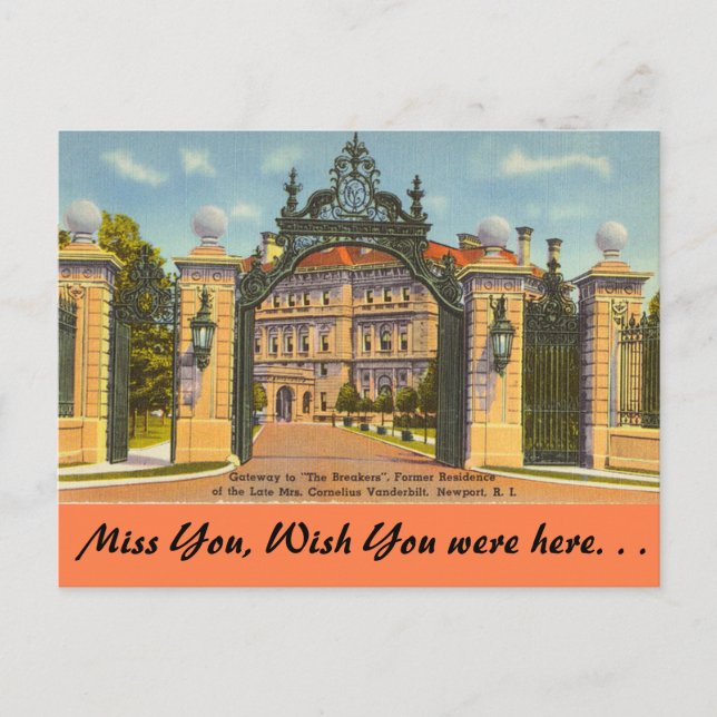 Cartão Postal Rhode Island, The Breakers, Newport (Frente)
