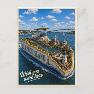 Cartão Postal Rhode Island   Wish You Were Here   Série de Estad