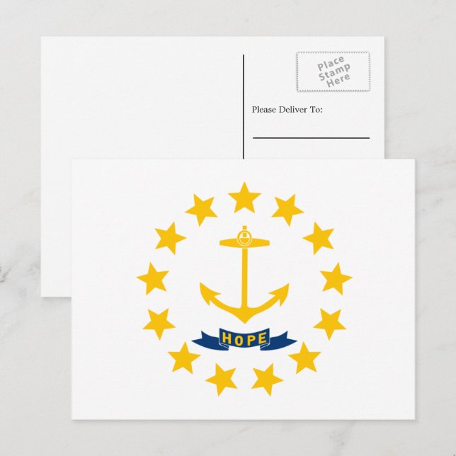 Cartão Postal Rhode Islander Flag, Flag of Rhode Island (Frente/Verso)