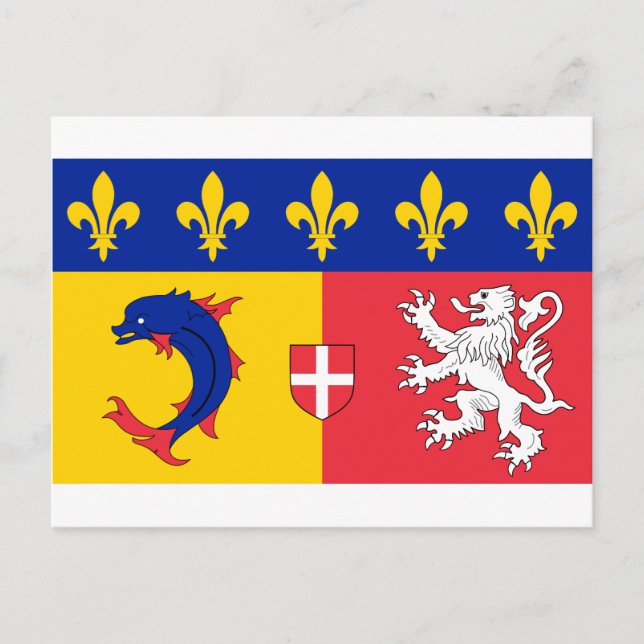 Cartão Postal Rhone-Alpes Flag (Frente)
