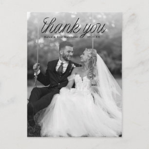 Cartão Postal Ribbon Black Script Top Casamento Minimalista Foto