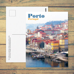 Cartão Postal Ribeira e rio Douro. Porto, Portugal.