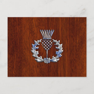 Cartão Postal Rich Mahogany Wood Scottish Thistle Impressão