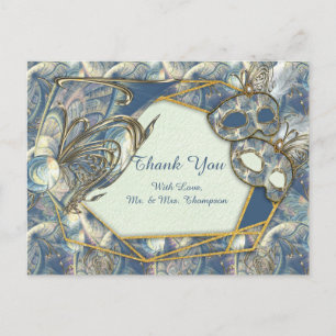 Cartão Postal Rich Rococo Alivios e Máscaras Dourados Romântic