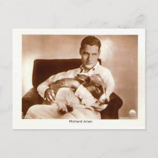Cartão Postal Richard Arlen, ator de tela com cão