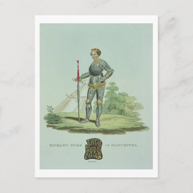 Cartão Postal Richard III (1452-85) 1470, gravado por W. Maddock (Frente)