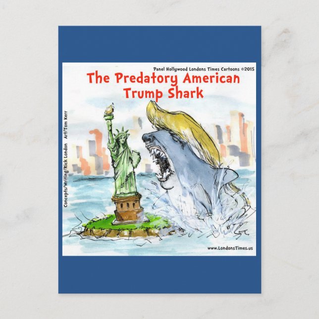 Cartão Postal Rick London Funny Trump Shark (Frente)