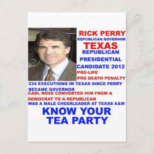 Cartão Postal Rick Perry, Governador do Tea Party no Texas