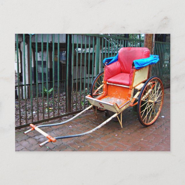 Cartão Postal Rickshaw puxado à mão em Calcutá (Calcutá), Índia (Frente)