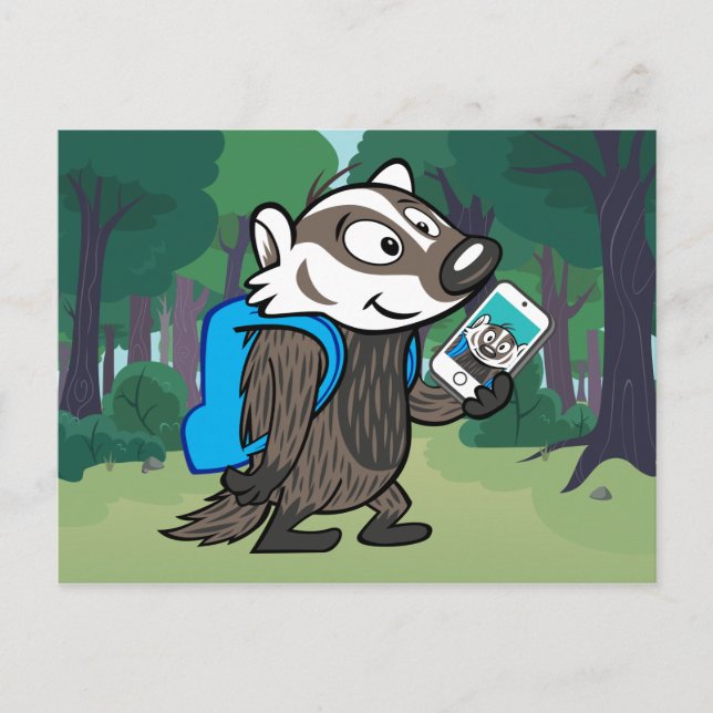 Cartão Postal Ricky Raccoon | Boomer Badger Selfie (Frente)
