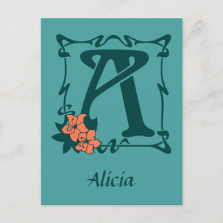 Cartão Postal Rico art nouveau - letra A
