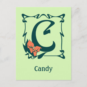 Cartão Postal Rico vintage art nouveau letra C