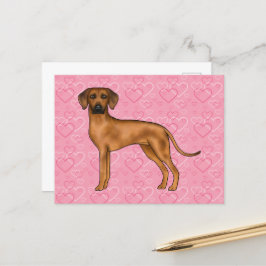 Cartão Postal Ridgeback Dog Love Heart Pink