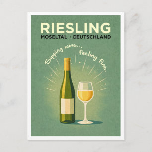 Cartão Postal Riesling Moseltal Alemanha Verde Viagem Arte