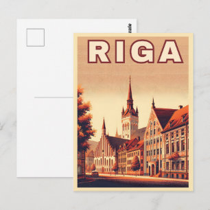Cartão Postal Riga City, Letónia, presentes de vintagem na cultu