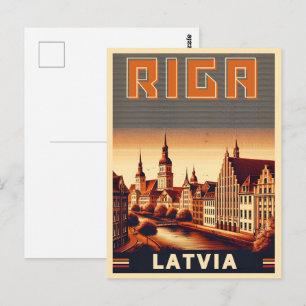 Cartão Postal Riga City, Letónia, presentes de vintagem na cultu