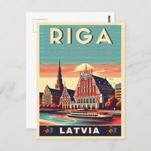 Cartão Postal Riga City, Letónia, presentes de vintagem na cultu