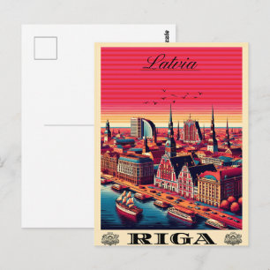 Cartão Postal Riga City, Letónia, presentes de vintagem na cultu