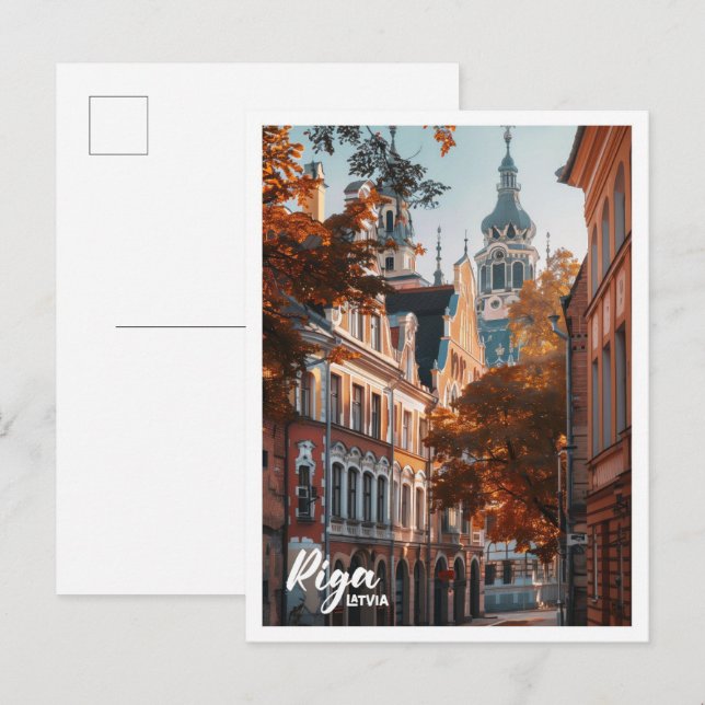 Cartão Postal Riga Latvia Art viagem famoso (Frente/Verso)