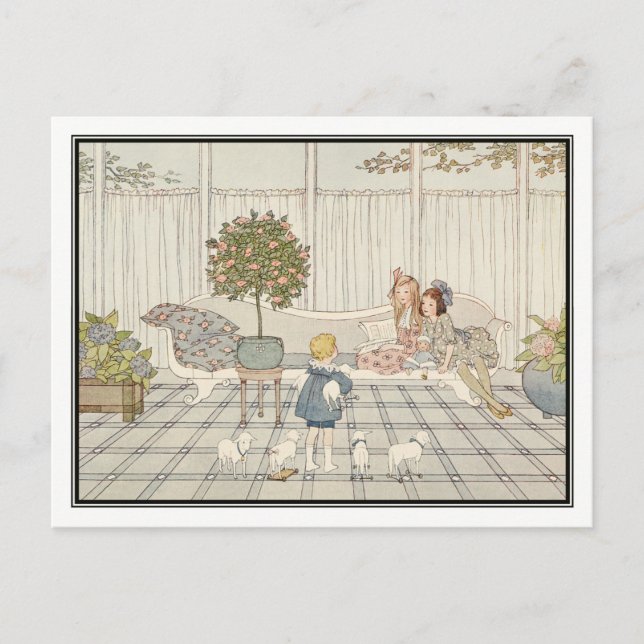 Cartão Postal Rima Infantil Antiga por H. Willebeek Le Mair (Frente)