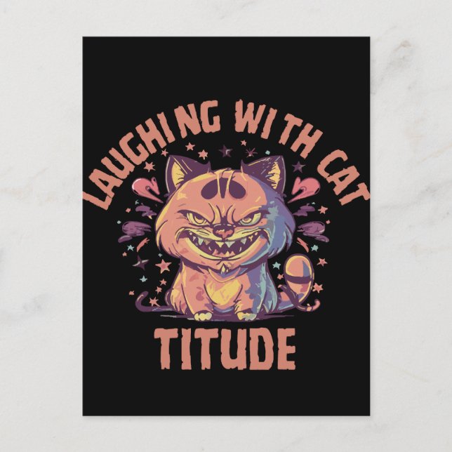 Cartão Postal Rindo com Cat-titude (Frente)