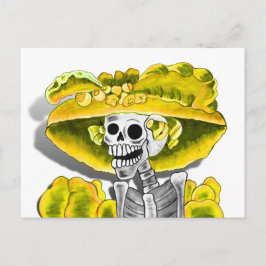 Cartão Postal Rindo de Mulher Esquelética em Bonnet Amarelo