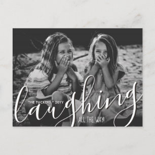 Cartão Postal Rindo o Caminho Todo Feliz Natal Foto Vermelha