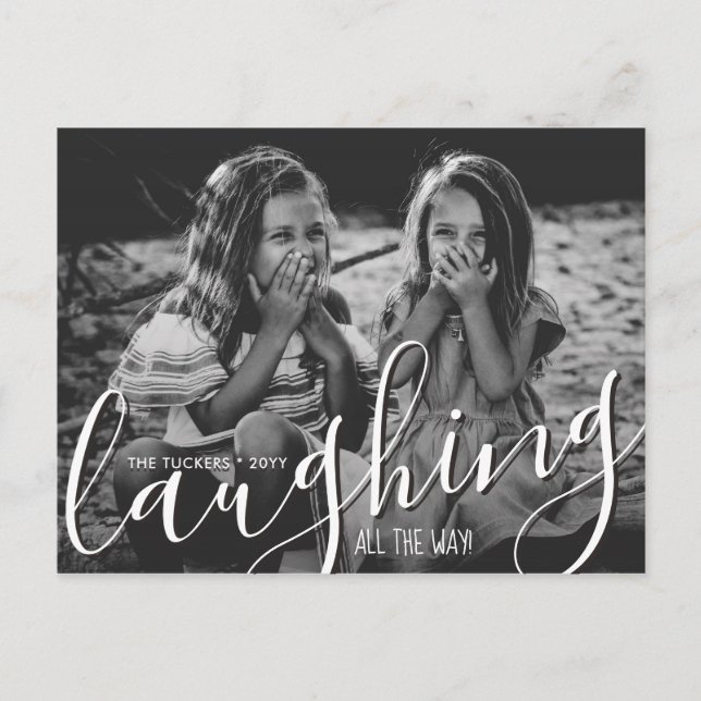 Cartão Postal Rindo o Caminho Todo Feliz Natal Foto Vermelha (Frente)