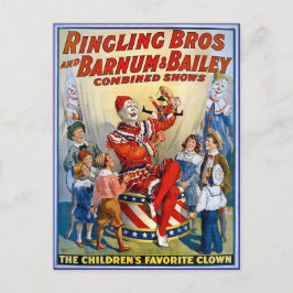 Cartão Postal Ringling Brothers & Barnum & Bailey Vintage Clower