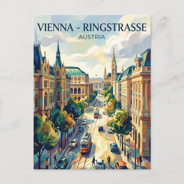Cartão Postal Ringstrasse de Viena Áustria (Frente)