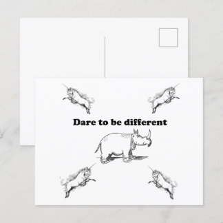 Cartão Postal Rino entre Unicórnios ousa ser desenho diferente