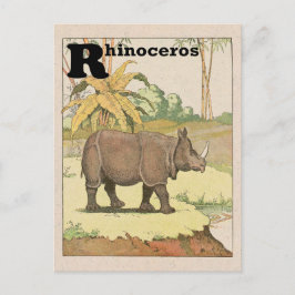 Cartão Postal Rinoceronte Alphabet Animal