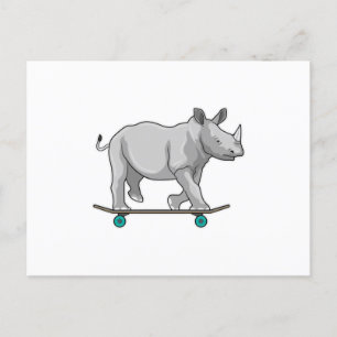 Cartão Postal Rinoceronte como Skater com Skate