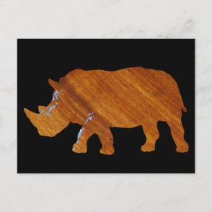 Cartão Postal rinoceronte de madeira zoológico animal